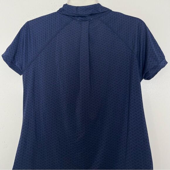NWT L’ETOILE Sport Breezy Polo Shirt Golf Tennis Navy Herringbone Women’s Small - Picture 7 of 10